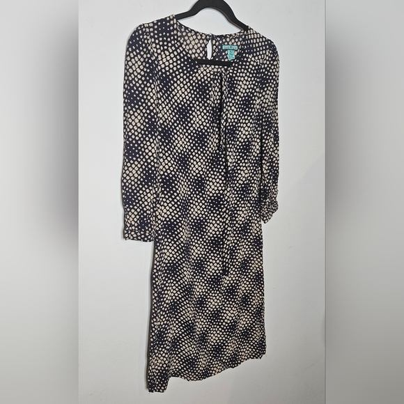 Louis Lucie Navy Tan Polka Dot Printed Midi Dress Womens‎ Small Business Flowy - Picture 2 of 5